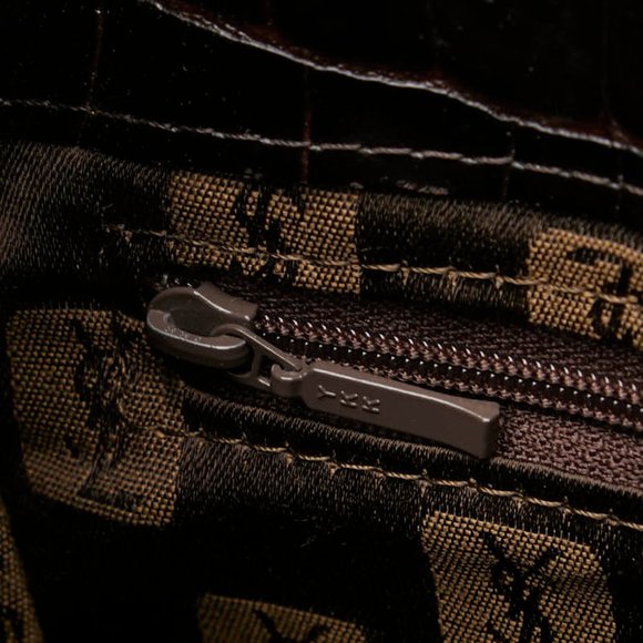 Saint Laurent Crocodile Embossed Handbag Brown Leather Women's SAINT LAURENT - Picture 8 of 10